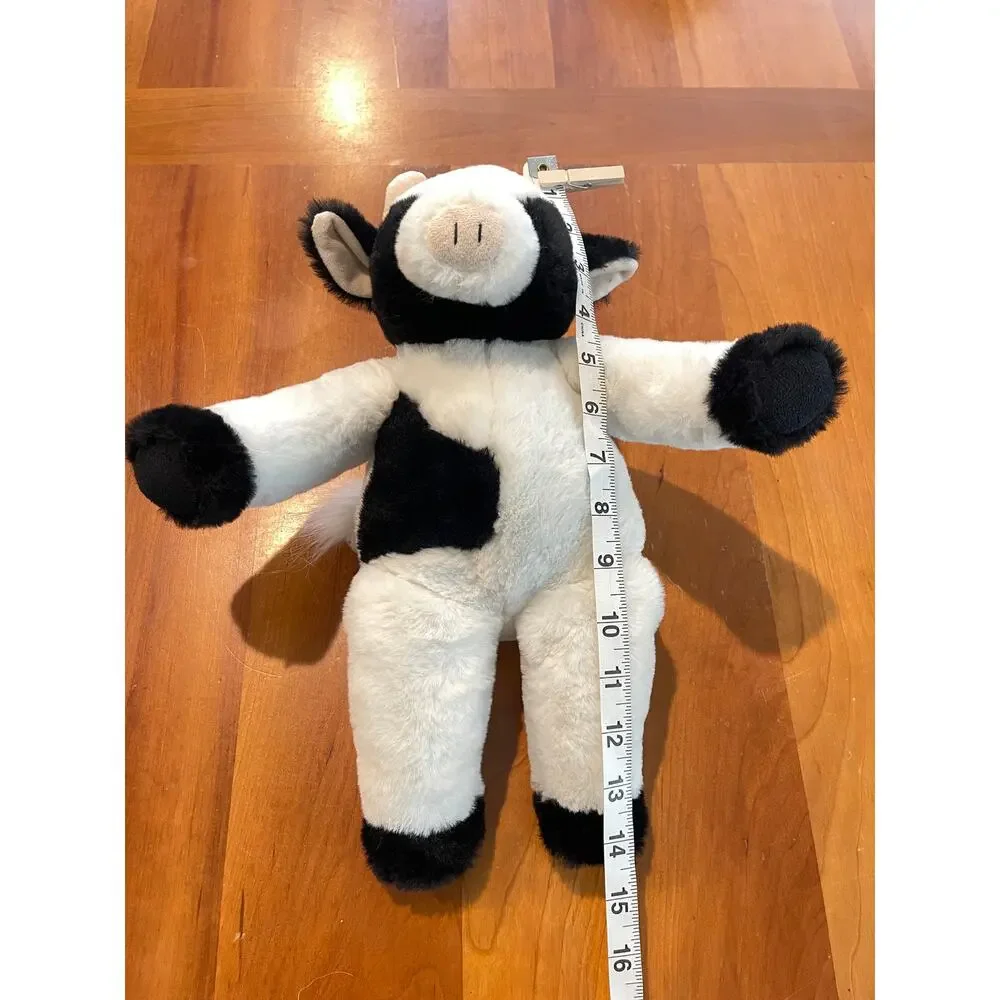 Bearington Cowlin The Cow Plush Toy 15” Farm Animal Black White Surface Washable